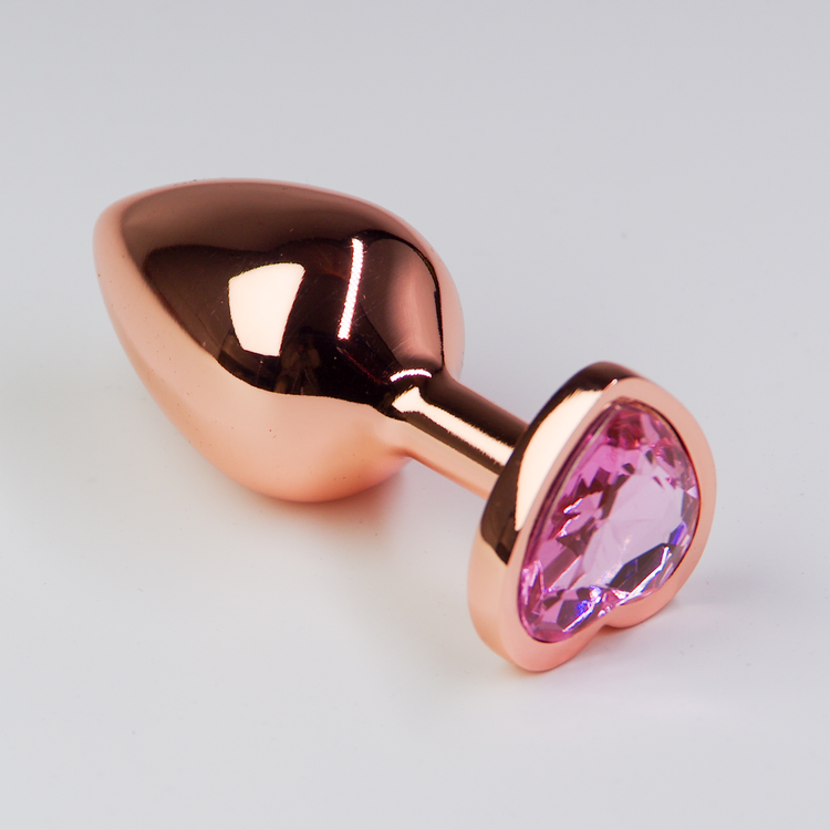 פלאג מתכת רוז גולד יהלום לב ורוד