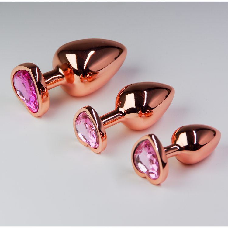 פלאג מתכת רוז גולד יהלום לב ורוד