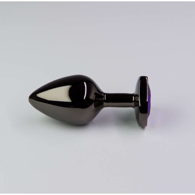 פלאג מתכת שחורה יהלום לב סגול כהה