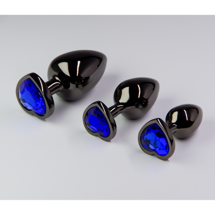 פלאג מתכת שחורה יהלום לב כחול כהה