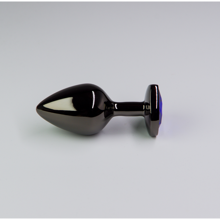 פלאג מתכת שחורה יהלום לב כחול כהה