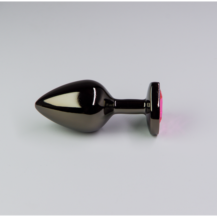 פלאג מתכת שחורה יהלום לב ורוד