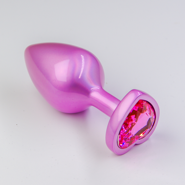 פלאג מתכת פנינה ורודה יהלום לב ורוד