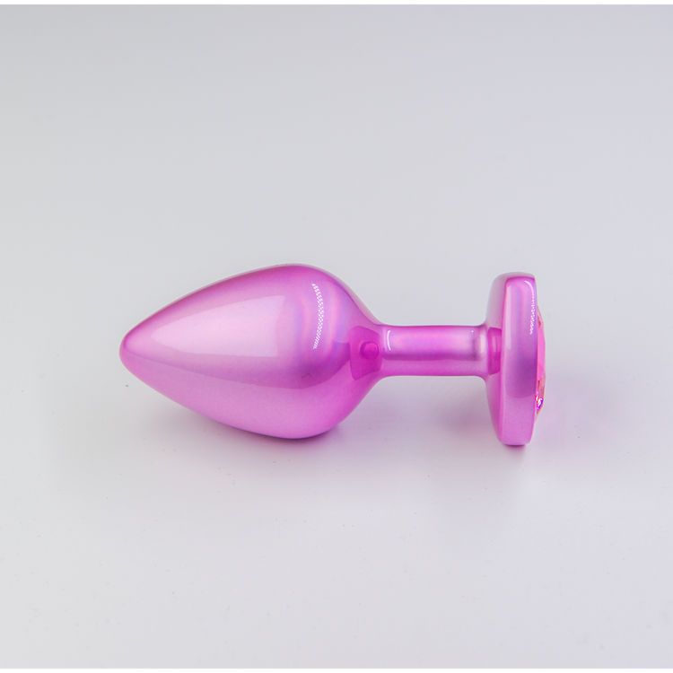 פלאג מתכת פנינה ורודה יהלום לב ורוד