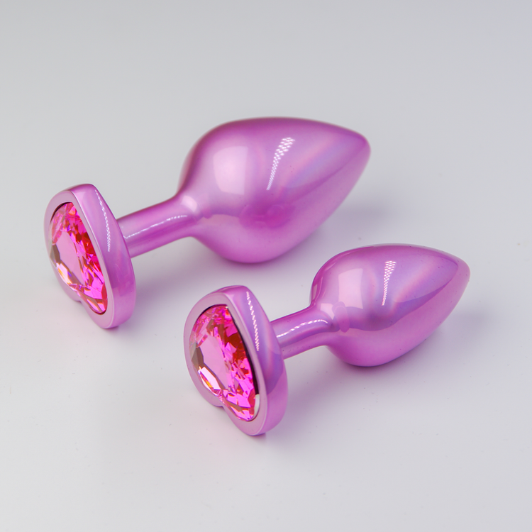 פלאג מתכת פנינה ורודה יהלום לב ורוד