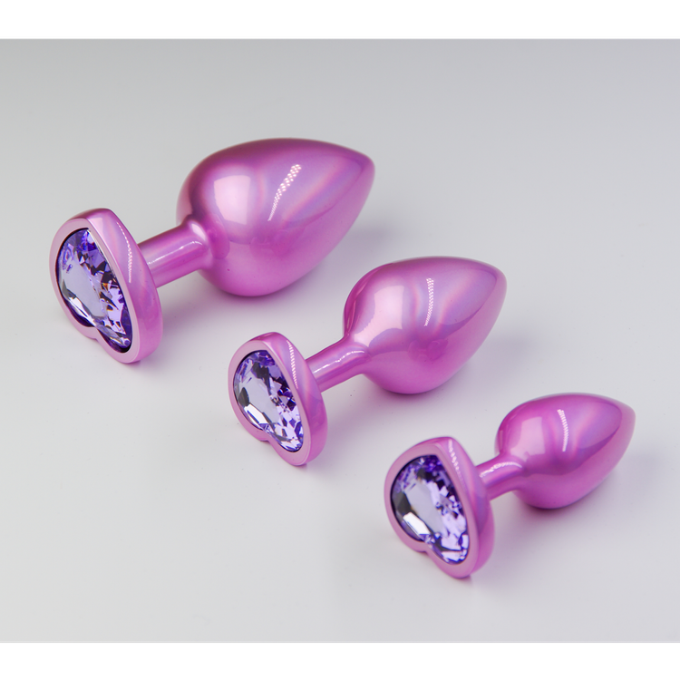 פלאג מתכת פנינה ורודה יהלום לב סגול לילך