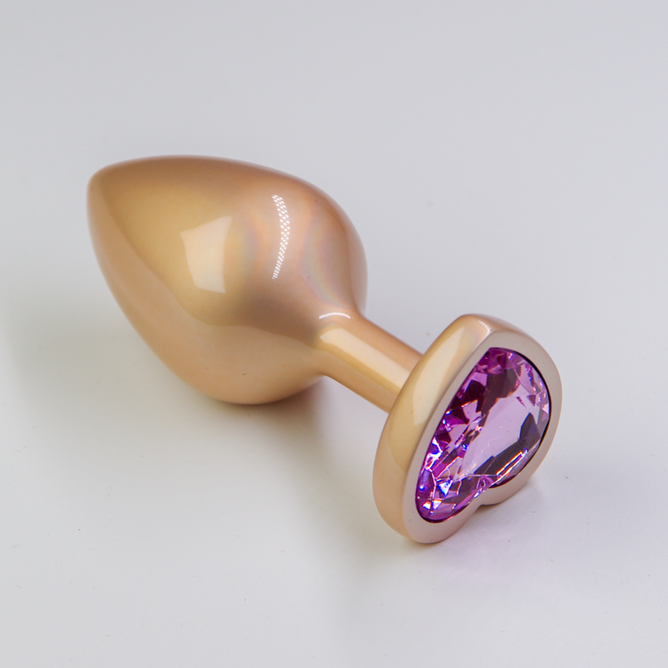 פלאג מתכת פנינה גולד יהלום לב ורוד בייבי