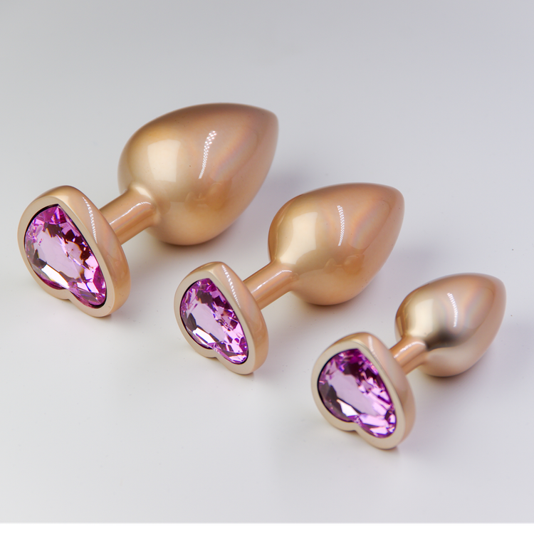 פלאג מתכת פנינה גולד יהלום לב ורוד בייבי