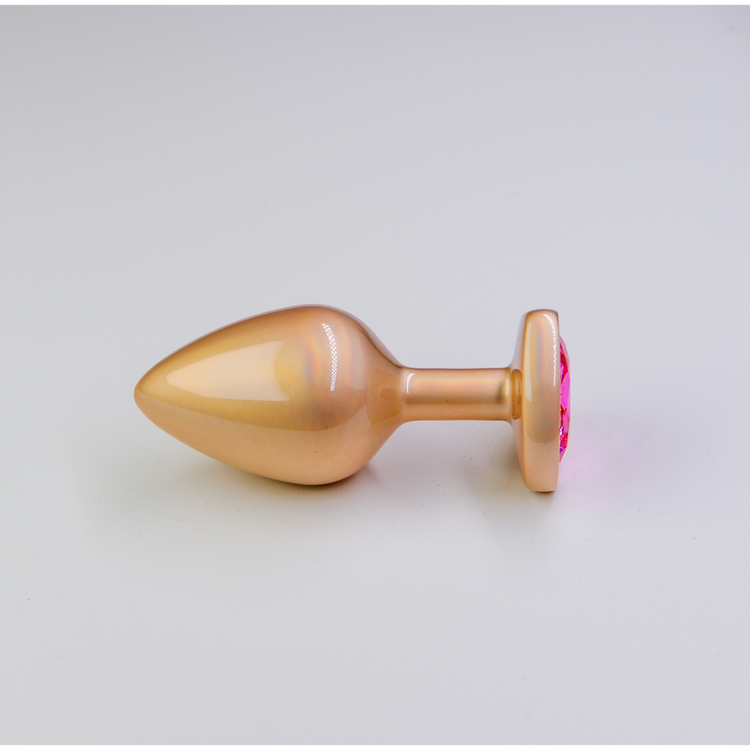 פלאג מתכת פנינה גולד יהלום לב ורוד