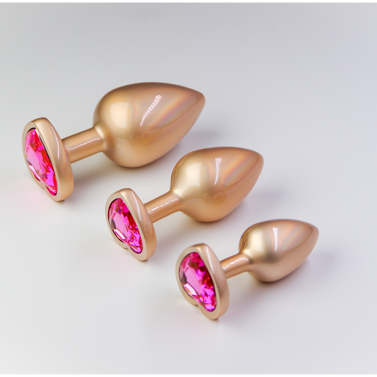 פלאג מתכת פנינה גולד יהלום לב ורוד