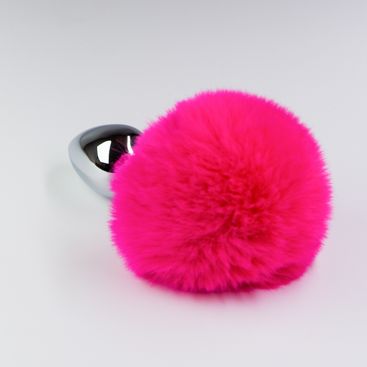 פלאג מתכת עם זנב באני ורוד כהה