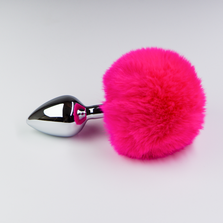 פלאג מתכת עם זנב באני ורוד כהה