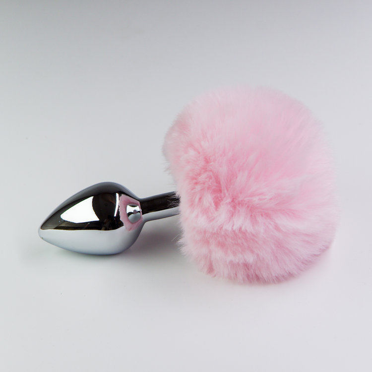 פלאג מתכת עם זנב באני ורוד בהיר