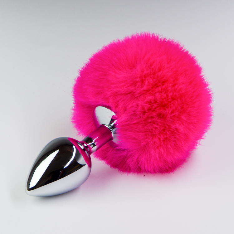 פלאג מתכת עם זנב באני ורוד כהה