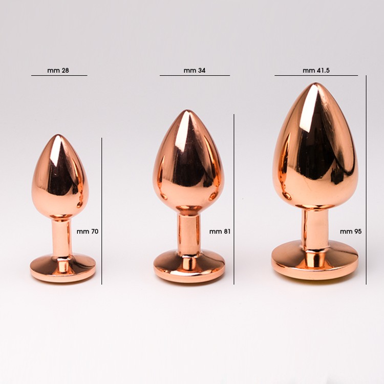 פלאג מתכת רוז גולד יהלום לב סגול כהה