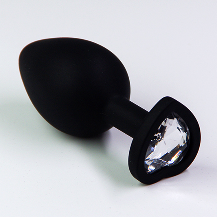 פלאג סיליקון שחור יהלום לב שקוף