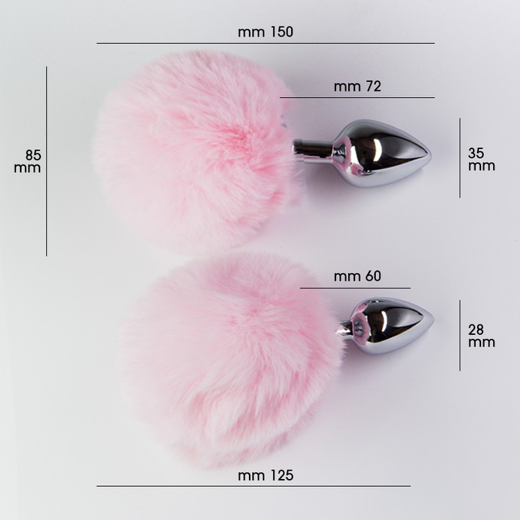 פלאג מתכת עם זנב באני ורוד בהיר