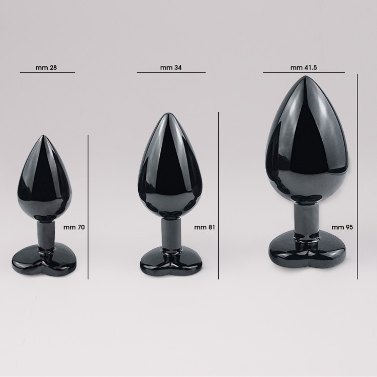 פלאג מתכת שחורה יהלום לב כחול כהה