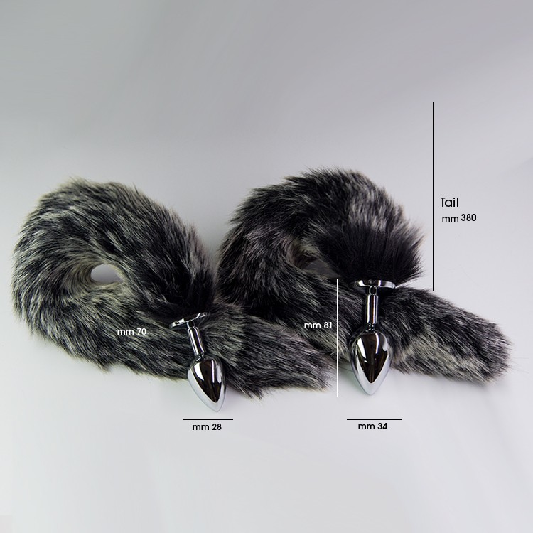 אג מתכת עם זנב שועל אפור שחור