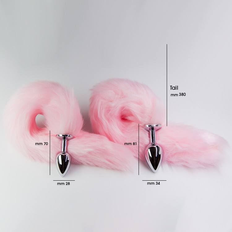 פלאג מתכת עם זנב שועל ורוד