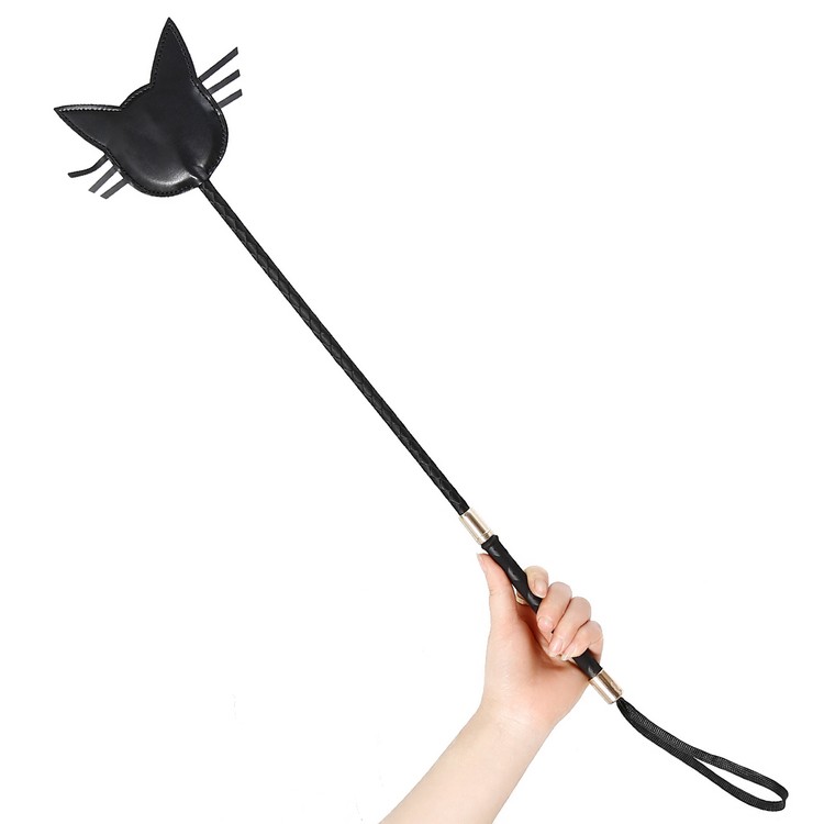 שוט רכיבה ארוך קצה חתול שחור