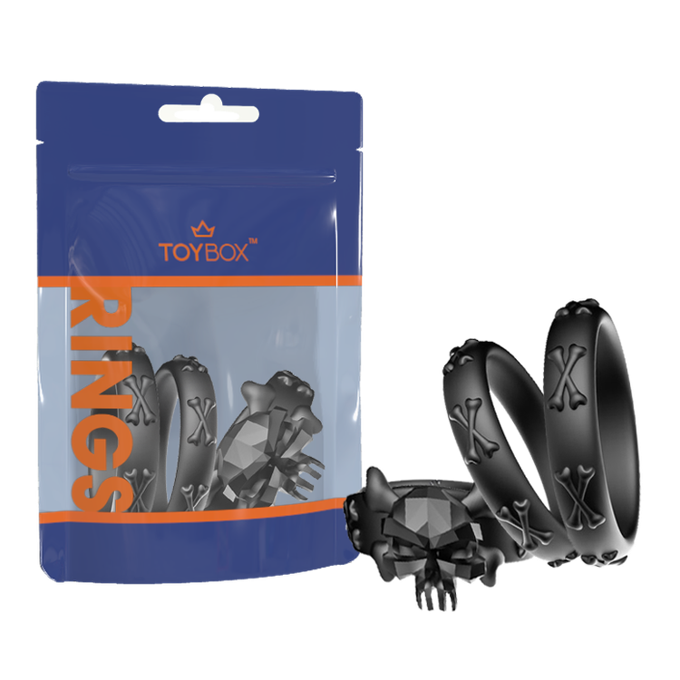 RED PIRATE  שלישיית טבעות סיליקון מעוצבות