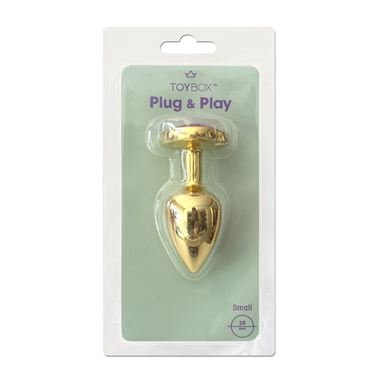 פלאג מתכת זהובה יהלום לב ורוד כהה