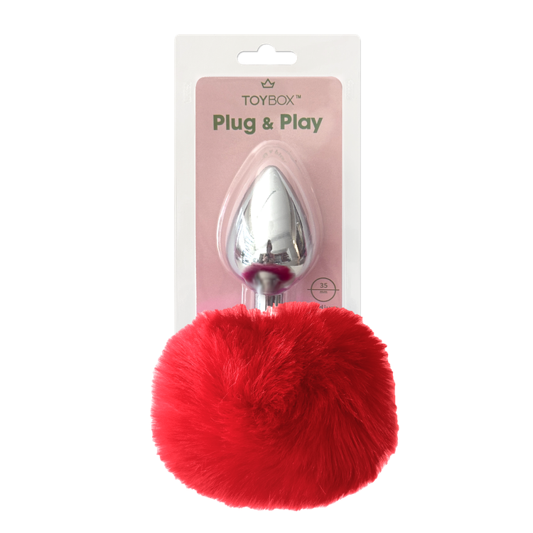 פלאג מתכת עם זנב באני אדום