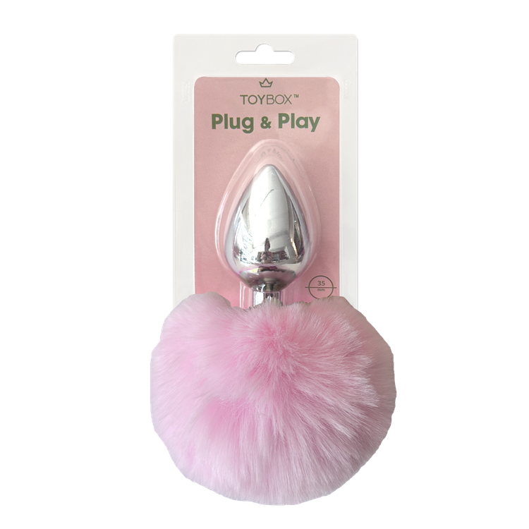 פלאג מתכת עם זנב באני ורוד בהיר