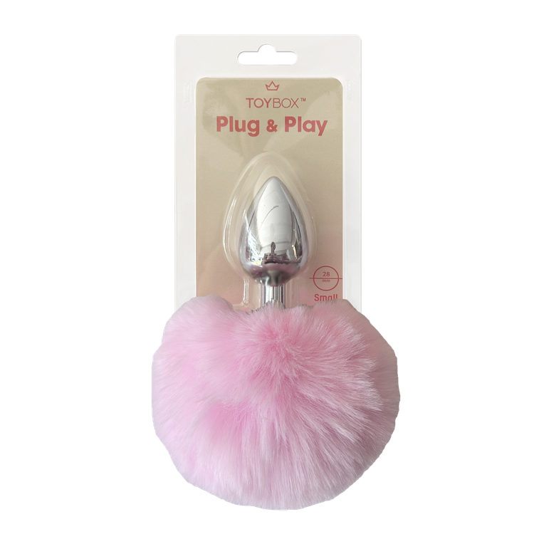 פלאג מתכת עם זנב באני ורוד בהיר