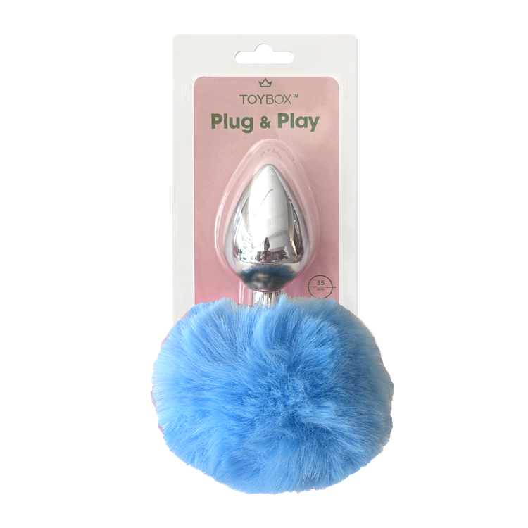 פלאג מתכת עם זנב באני כחול