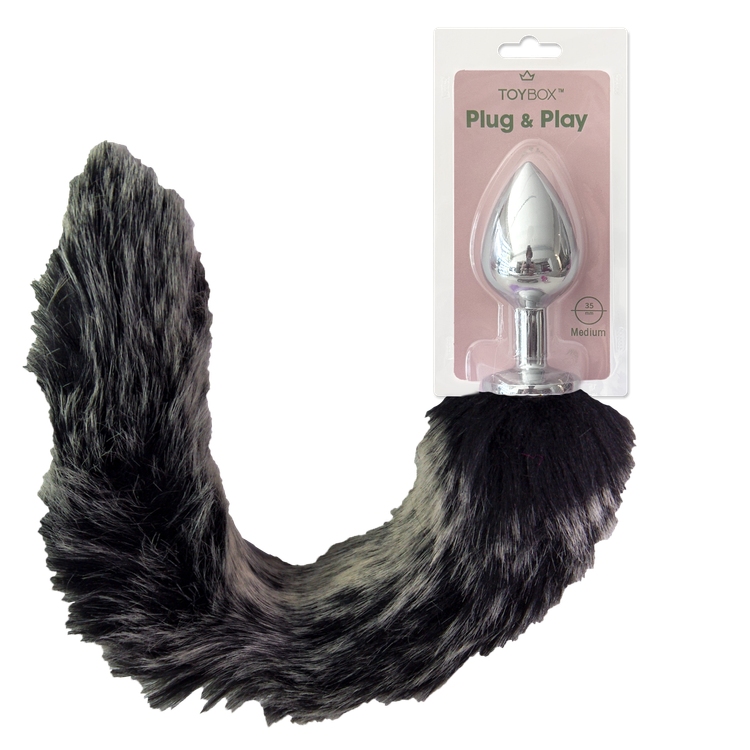 אג מתכת עם זנב שועל אפור שחור