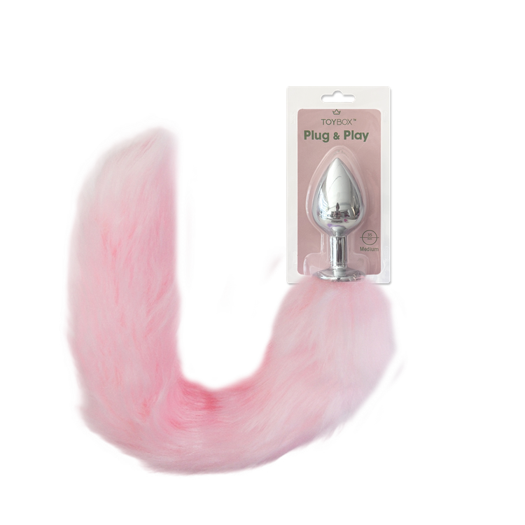 פלאג מתכת עם זנב שועל ורוד