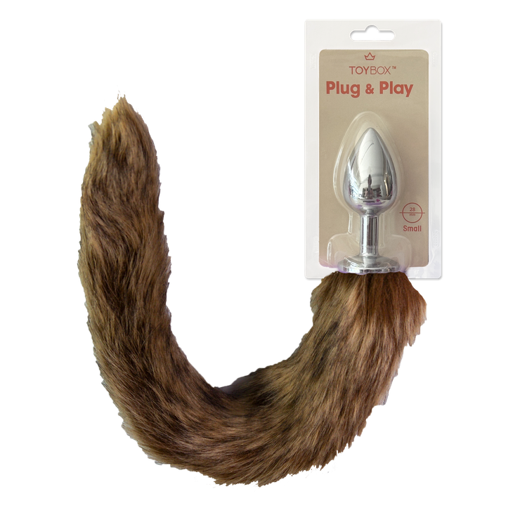 פלאג מתכת עם זנב שועל חום