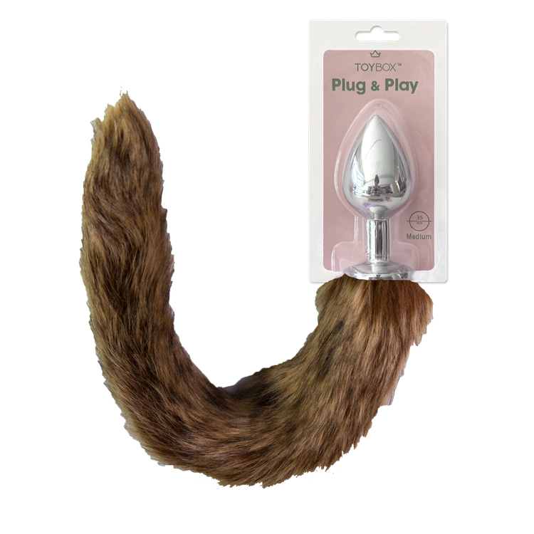 פלאג מתכת עם זנב שועל חום