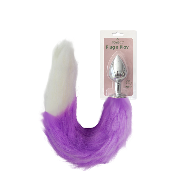 פלאג מתכת עם זנב שועל סגול עם קצה לבן