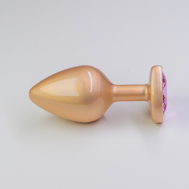 פלאג מתכת פנינה גולד יהלום לב ורוד בייבי