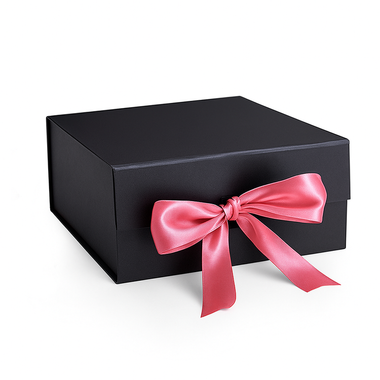אריזת מתנה מהודרת שחורה/סרט ורוד