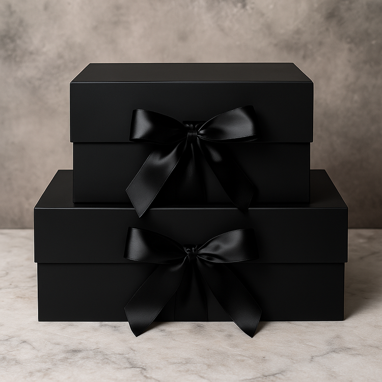 אריזת מתנה מהודרת שחורה/סרט שחור