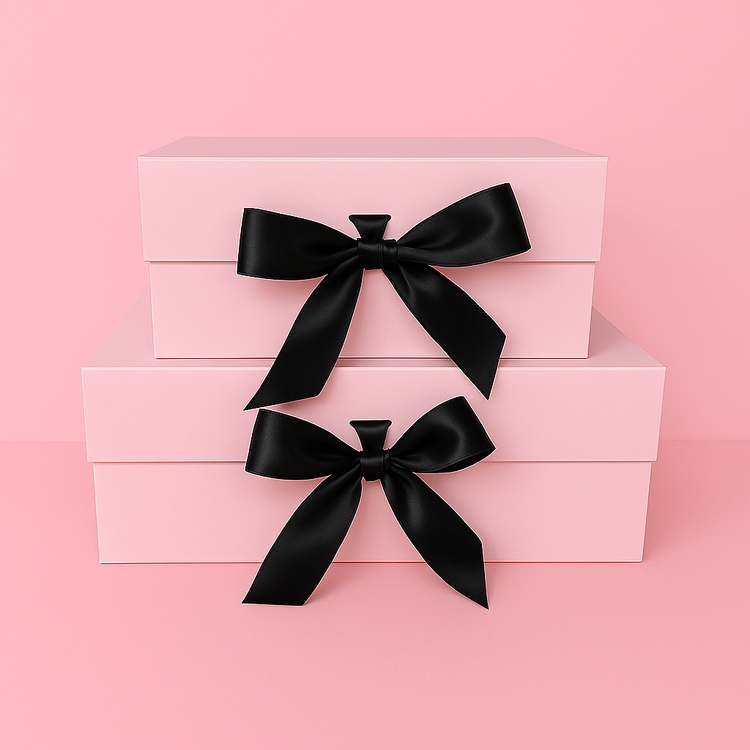 אריזת מתנה מהודרת ורודה/סרט שחור