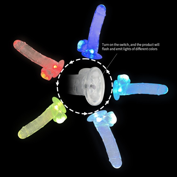 דילדו עם תאורת LED צבעונית Glow Lover