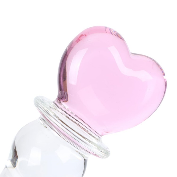 דילדו זכוכית עם לב ורוד ​Crystal Love
