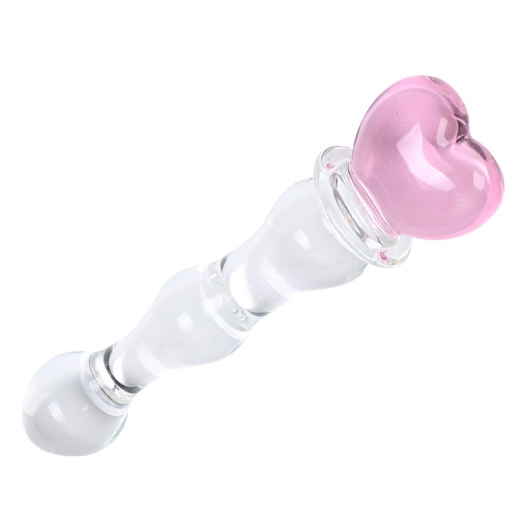 דילדו זכוכית עם לב ורוד ​Crystal Love