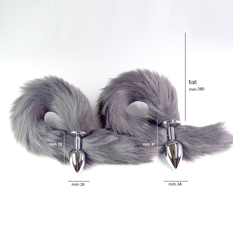 פלאג מתכת עם זנב שועל אפור בהיר