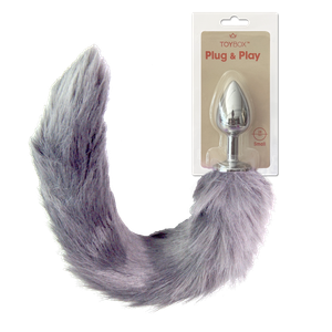 פלאג מתכת עם זנב שועל אפור בהיר