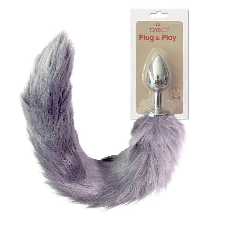 פלאג מתכת עם זנב שועל אפור בהיר