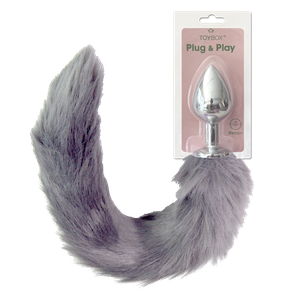 פלאג מתכת עם זנב שועל אפור בהיר