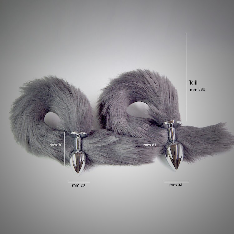 פלאג מתכת עם זנב שועל אפור בהיר