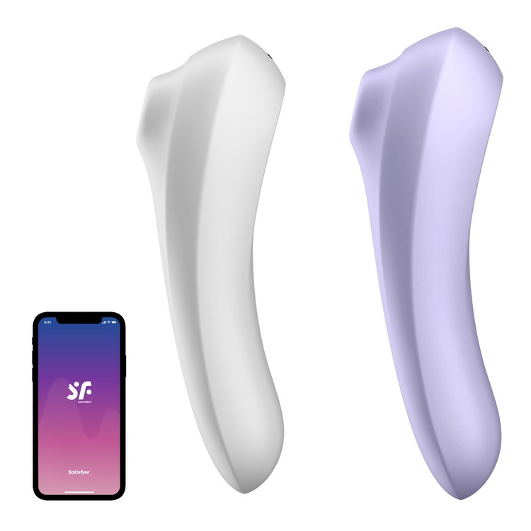Dual Pleasure ויברטור דו-צדדי רוטט ויונק עם אפליקציה של Satisfyer