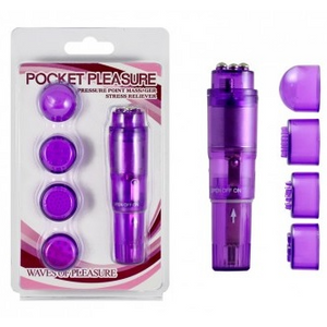 Pocket Pleasure ויברטור כיס קטן עם 4 ראשים מתחלפים - צבעים שונים Aphrodisia